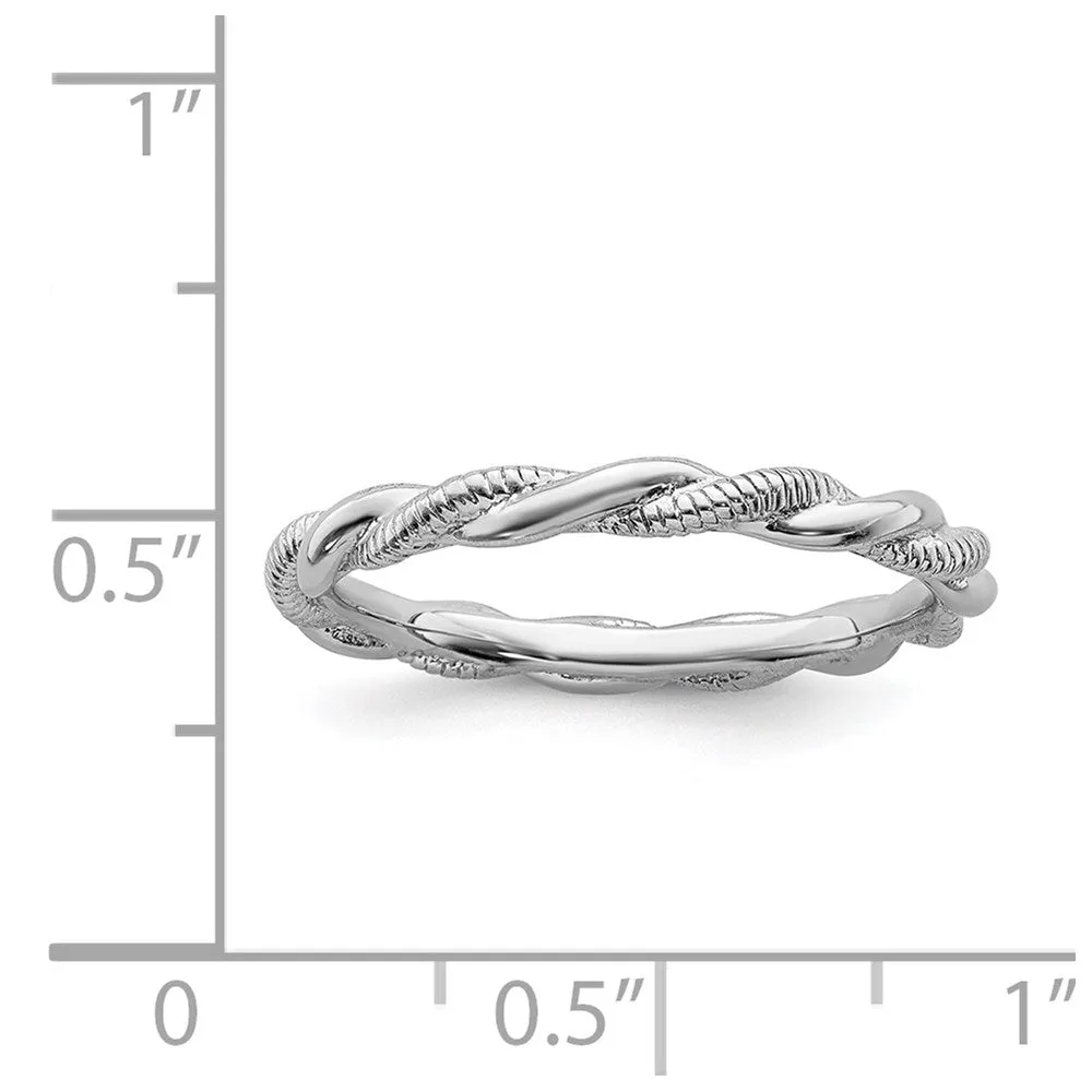 Stackable Expressions Jewelry Sterling Silver Stackable Expressions Rhodium-plated Twist Ring | QSK1558