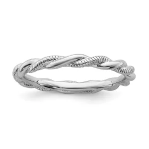 Stackable Expressions Jewelry Sterling Silver Stackable Expressions Rhodium-plated Twist Ring | QSK1558