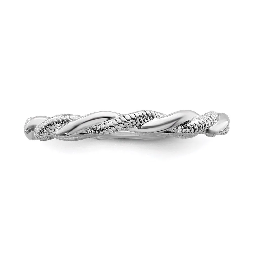 Stackable Expressions Jewelry Sterling Silver Stackable Expressions Rhodium-plated Twist Ring | QSK1558