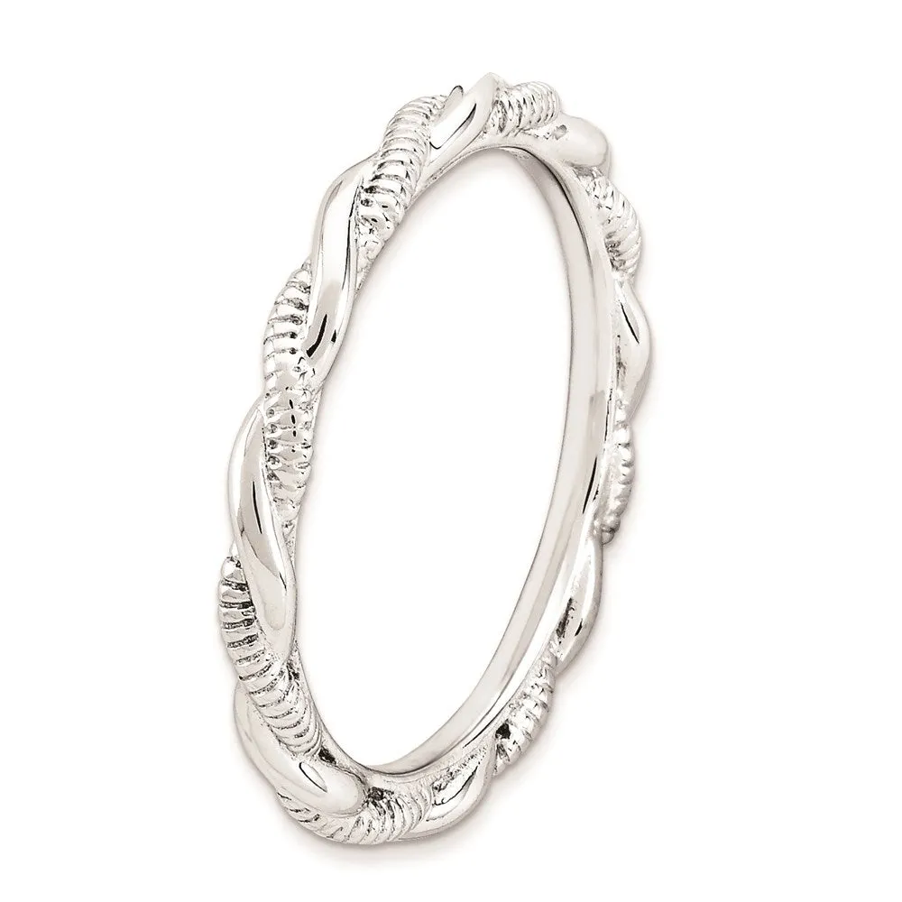 Stackable Expressions Jewelry Sterling Silver Stackable Expressions Rhodium-plated Twist Ring | QSK1558