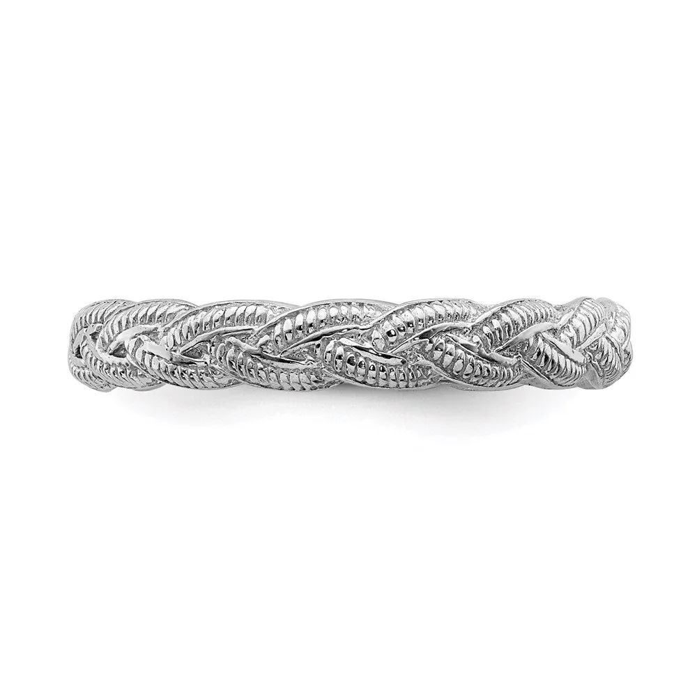 Stackable Expressions Jewelry Sterling Silver Stackable Expressions Rhodium-plated Twist Ring | QSK1559