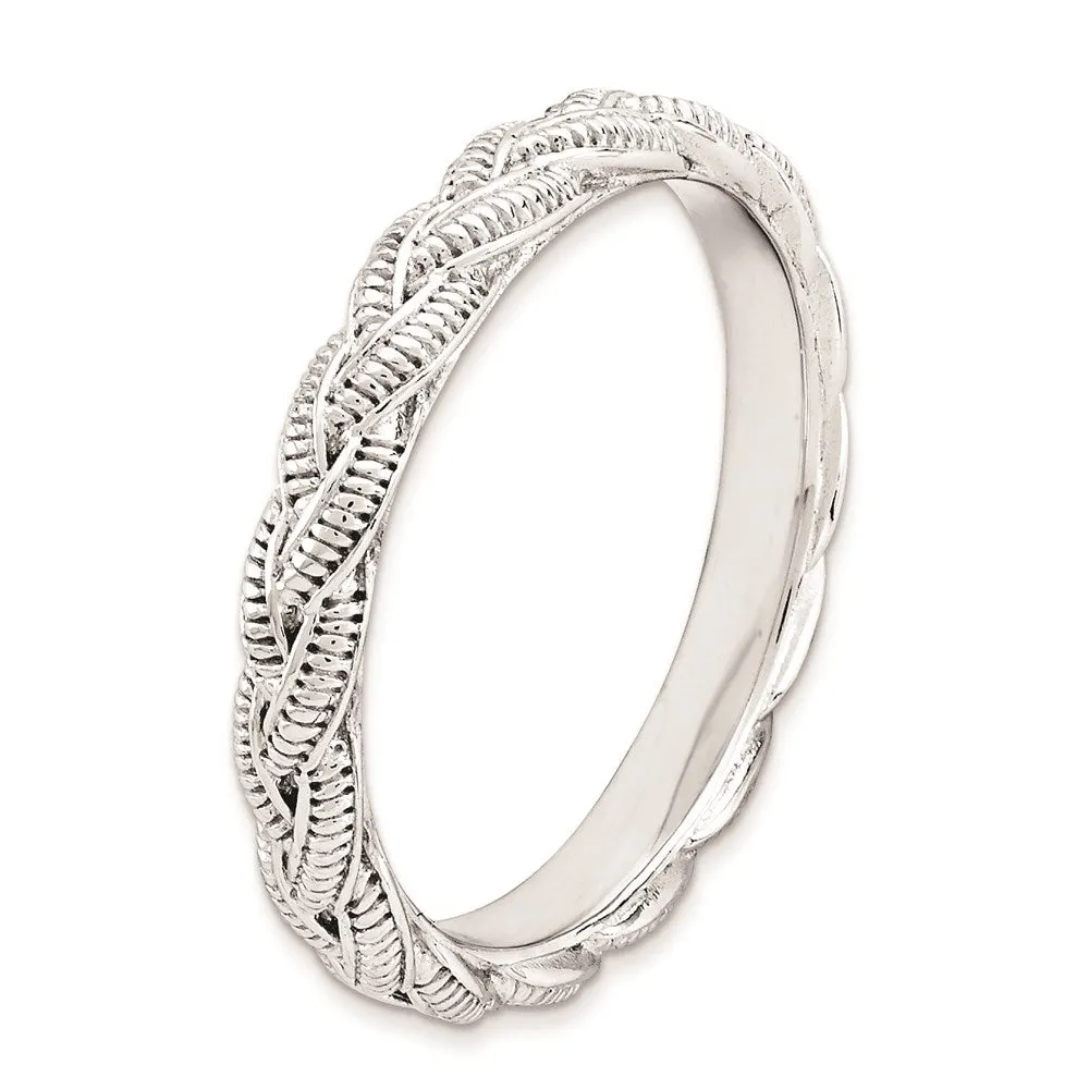 Stackable Expressions Jewelry Sterling Silver Stackable Expressions Rhodium-plated Twist Ring | QSK1559
