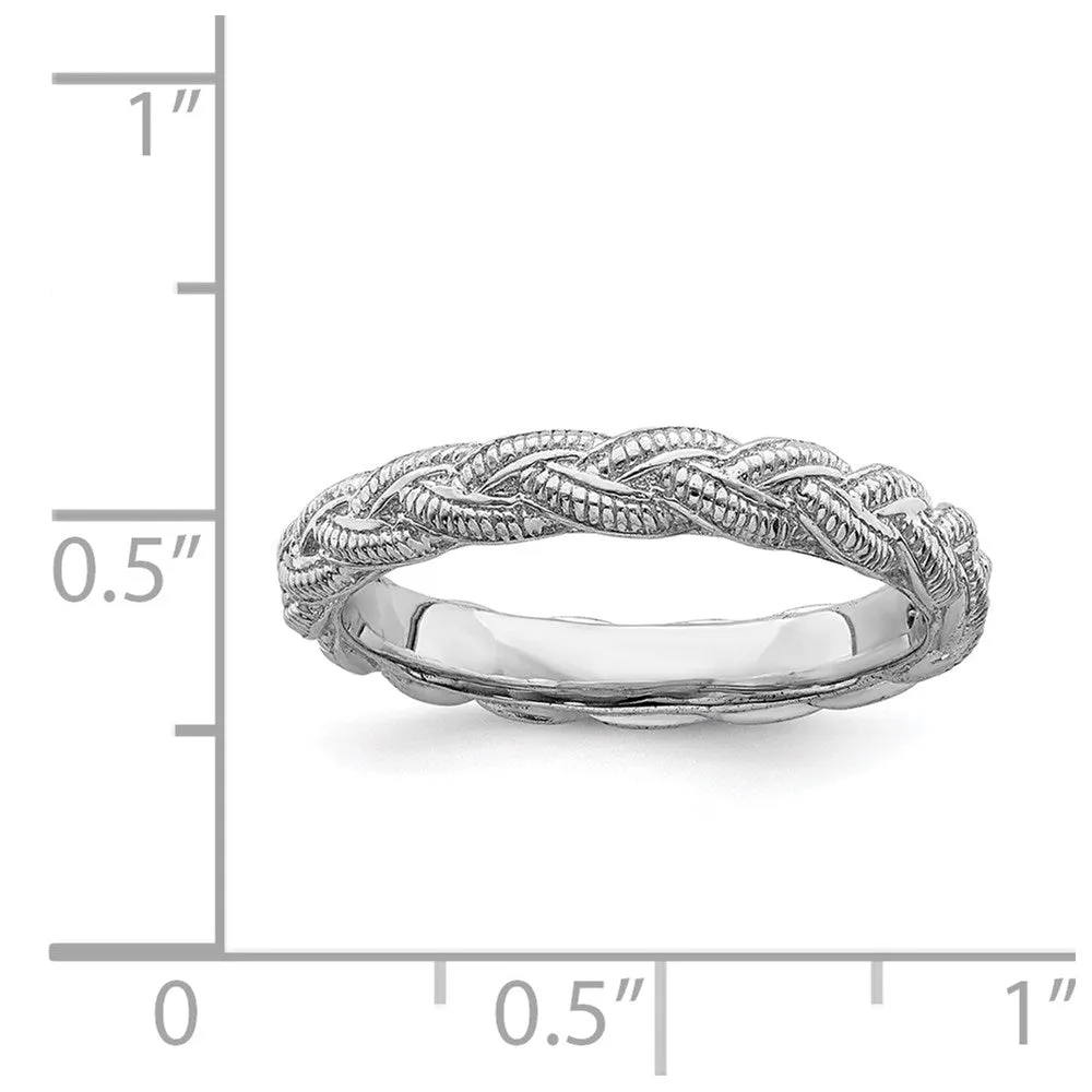 Stackable Expressions Jewelry Sterling Silver Stackable Expressions Rhodium-plated Twist Ring | QSK1559