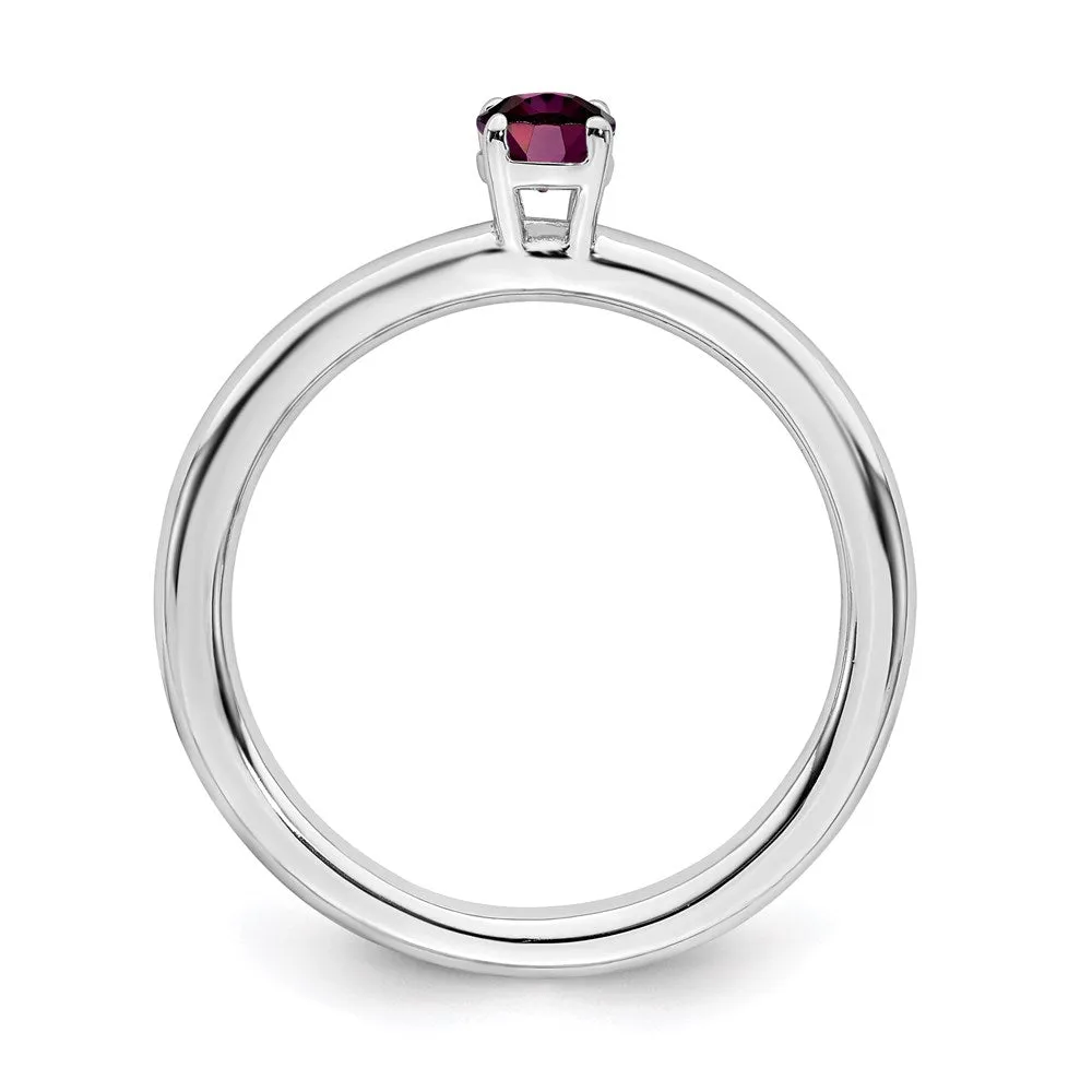Stackable Expressions Jewelry Sterling Silver Stackable Expressions Rhodium Rhodolite Garnet Ring | QSK1904