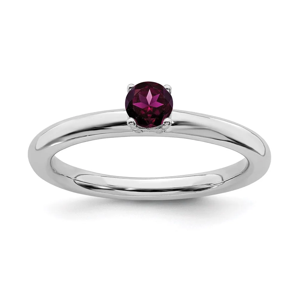 Stackable Expressions Jewelry Sterling Silver Stackable Expressions Rhodium Rhodolite Garnet Ring | QSK1904