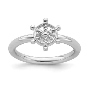 Stackable Expressions Jewelry Sterling Silver Stackable Expressions Rhodium Ship's Wheel Ring | QSK1944