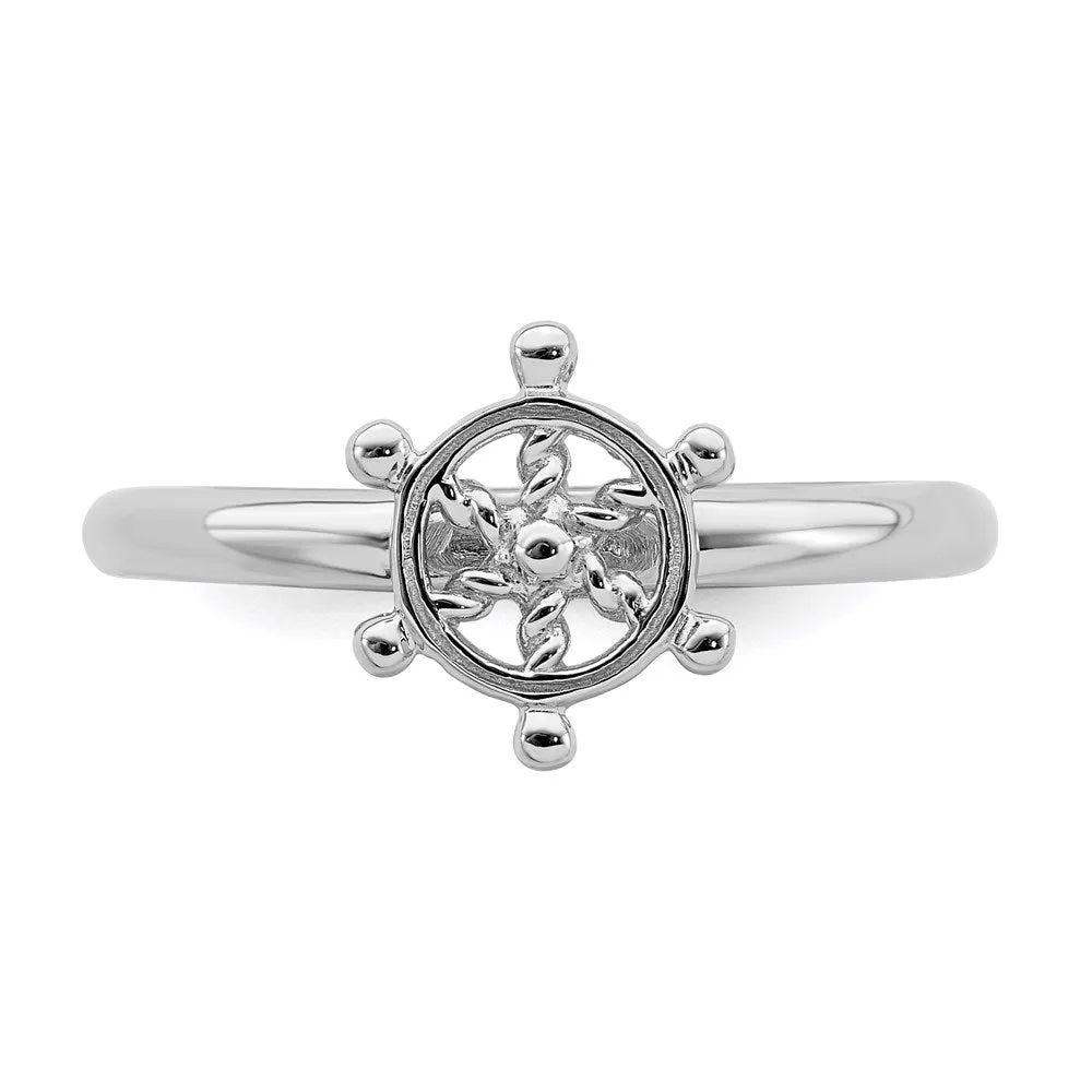 Stackable Expressions Jewelry Sterling Silver Stackable Expressions Rhodium Ship's Wheel Ring | QSK1944