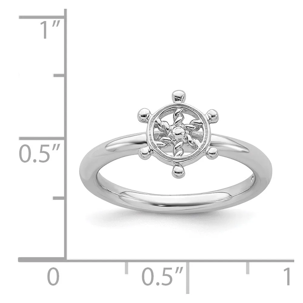 Stackable Expressions Jewelry Sterling Silver Stackable Expressions Rhodium Ship's Wheel Ring | QSK1944