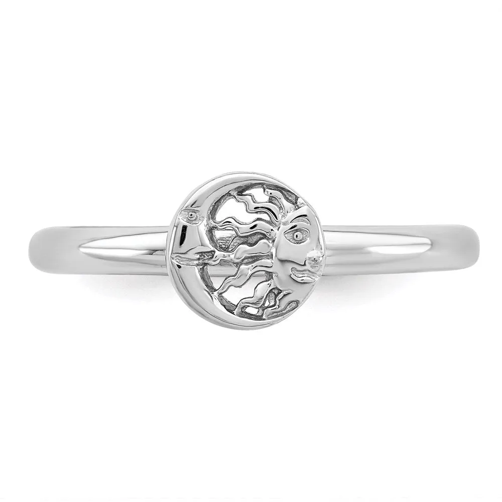 Stackable Expressions Jewelry Sterling Silver Stackable Expressions Rhodium Sun/Moon Ring | QSK1943