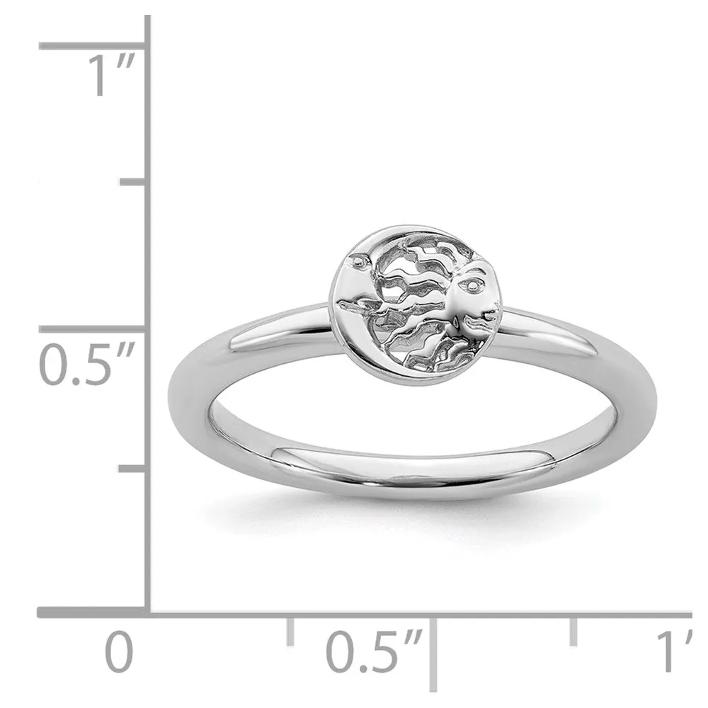 Stackable Expressions Jewelry Sterling Silver Stackable Expressions Rhodium Sun/Moon Ring | QSK1943