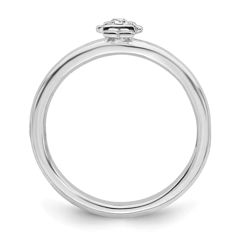 Stackable Expressions Jewelry Sterling Silver Stackable Expressions Rhodium White Topaz Girl Ring | QSK1926