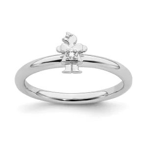 Stackable Expressions Jewelry Sterling Silver Stackable Expressions Rhodium White Topaz Girl Ring | QSK1926