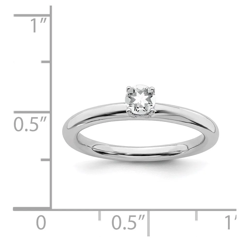 Stackable Expressions Jewelry Sterling Silver Stackable Expressions Rhodium White Topaz Ring | QSK1902
