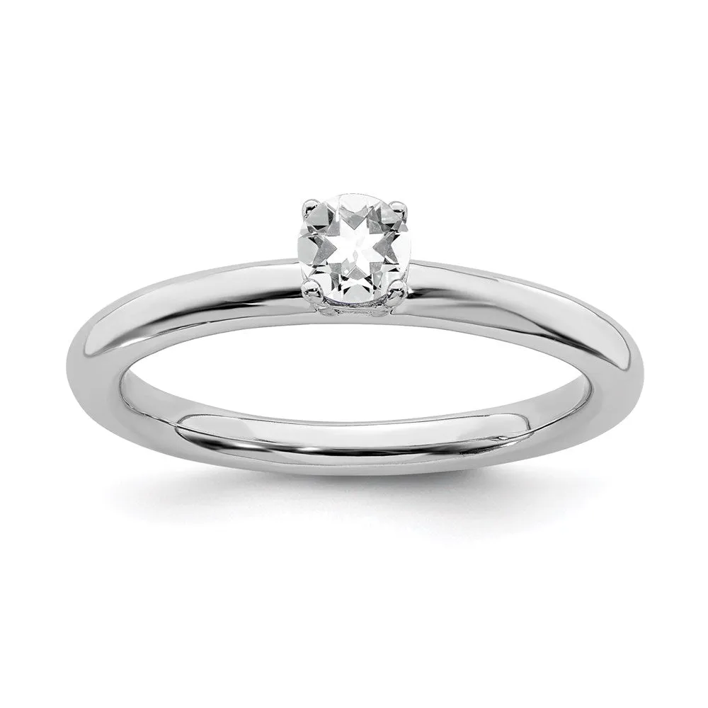 Stackable Expressions Jewelry Sterling Silver Stackable Expressions Rhodium White Topaz Ring | QSK1902