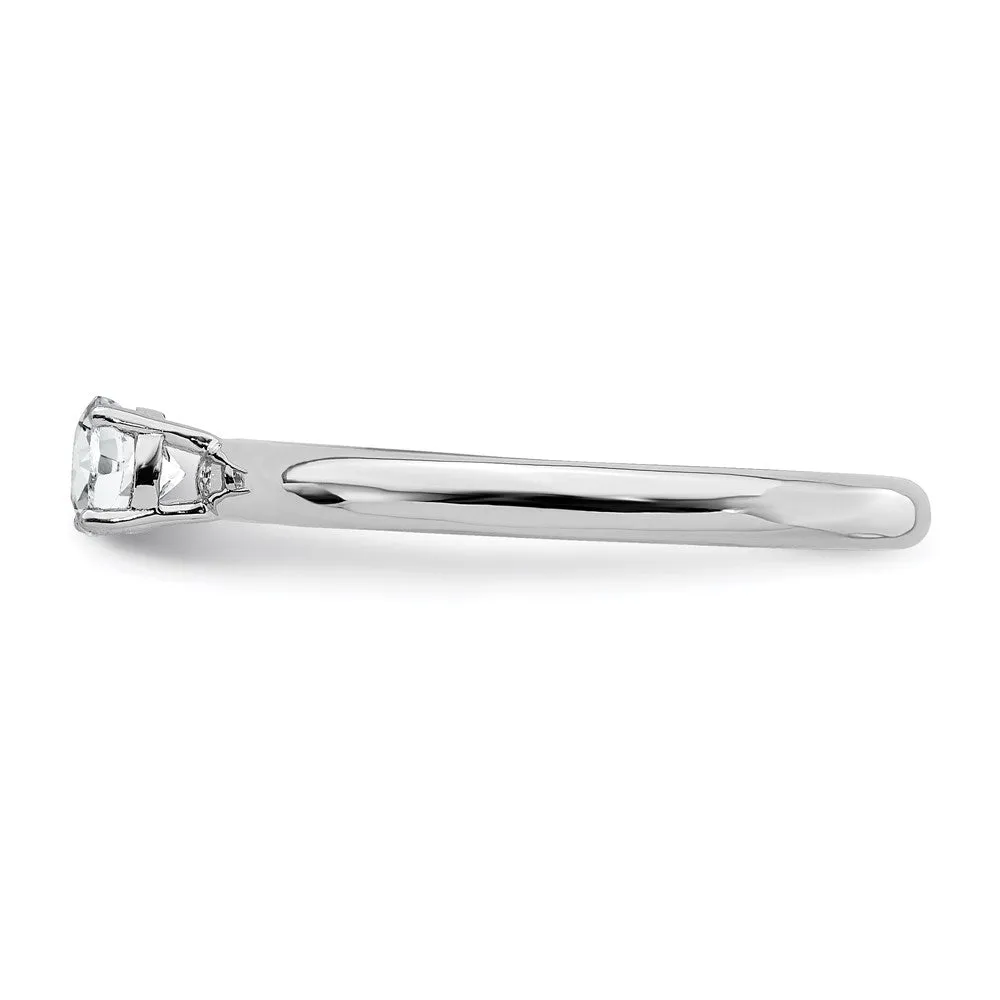 Stackable Expressions Jewelry Sterling Silver Stackable Expressions Rhodium White Topaz Ring | QSK1902