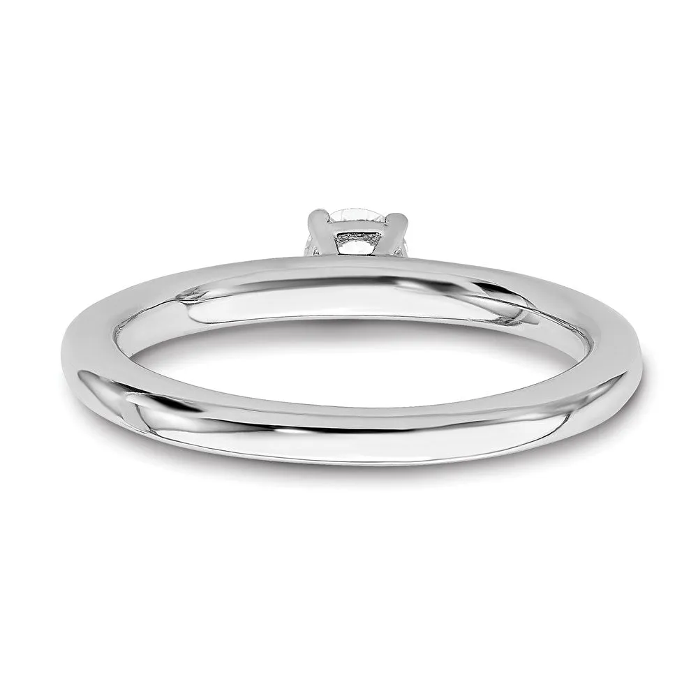 Stackable Expressions Jewelry Sterling Silver Stackable Expressions Rhodium White Topaz Ring | QSK1902