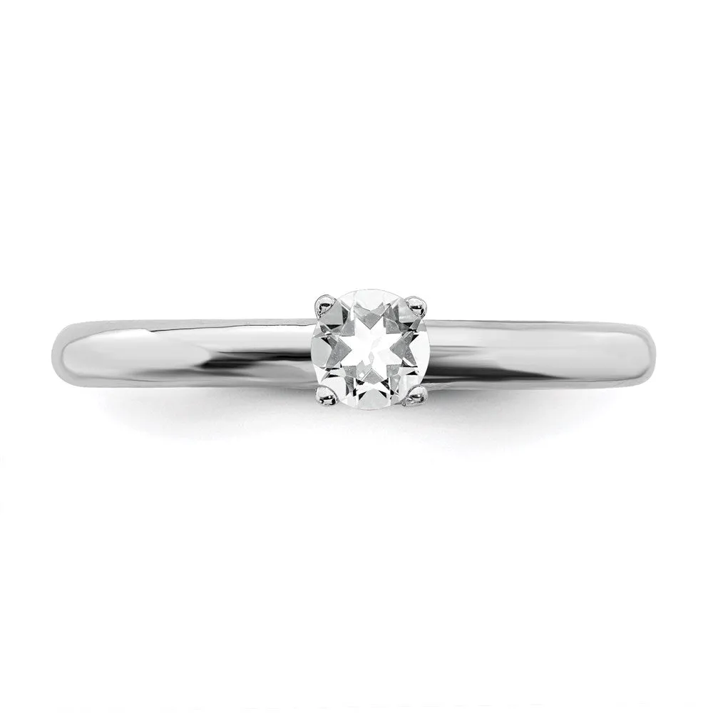 Stackable Expressions Jewelry Sterling Silver Stackable Expressions Rhodium White Topaz Ring | QSK1902