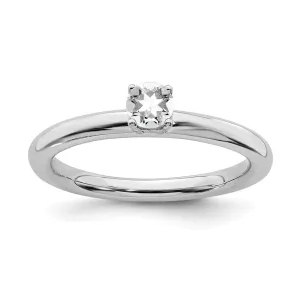 Stackable Expressions Jewelry Sterling Silver Stackable Expressions Rhodium White Topaz Ring | QSK1902