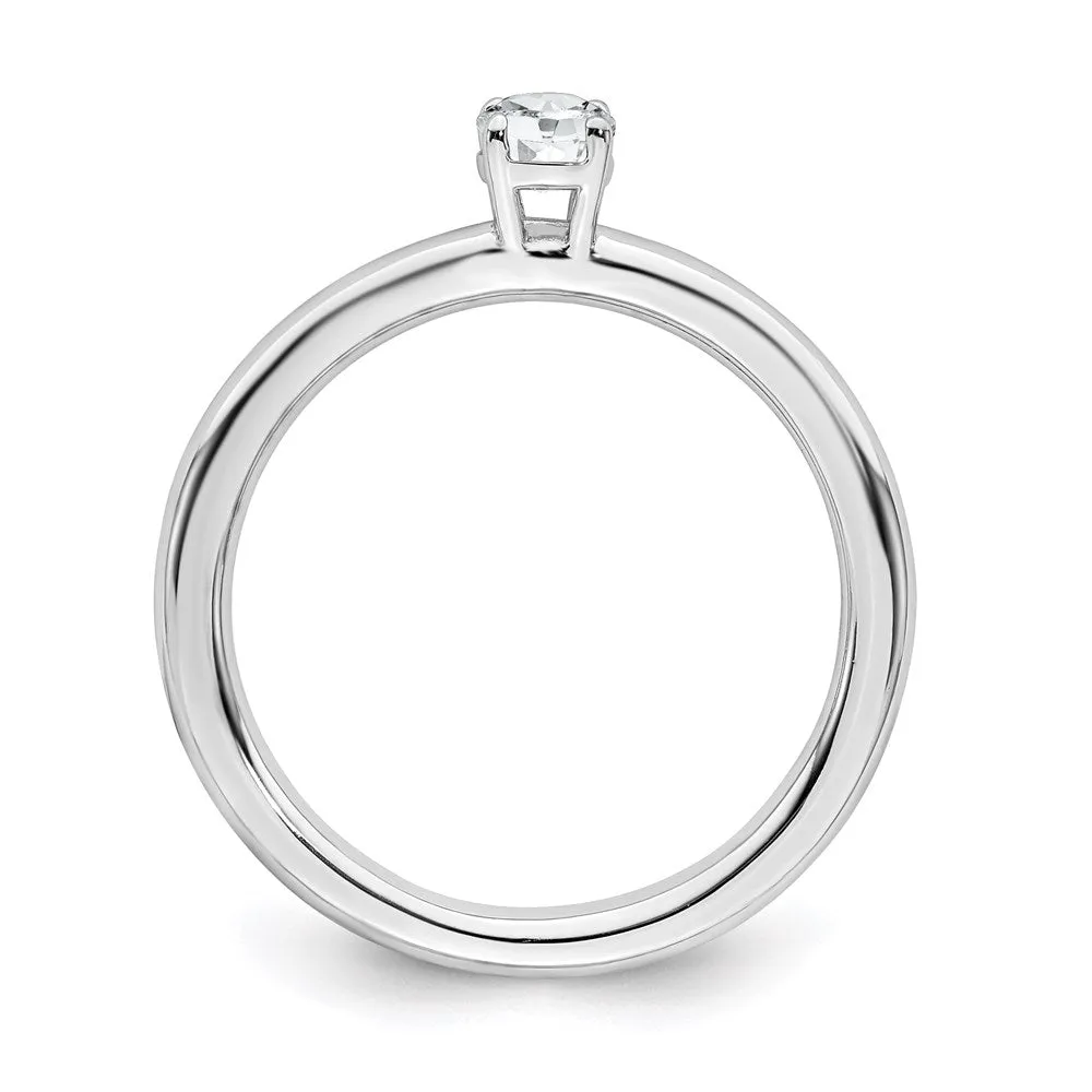Stackable Expressions Jewelry Sterling Silver Stackable Expressions Rhodium White Topaz Ring | QSK1902
