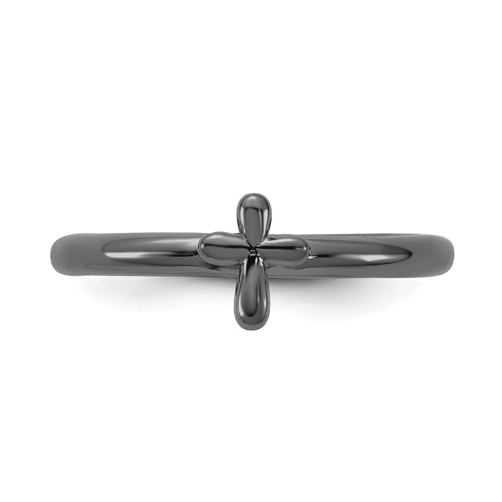 Stackable Expressions Jewelry Sterling Silver Stackable Expressions Ruthenium-plated Cross Ring | QSK2048