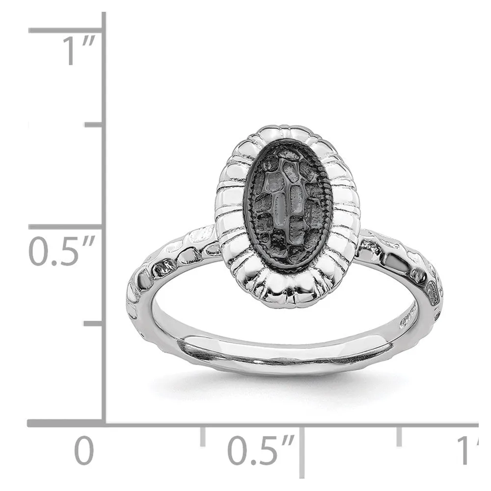 Stackable Expressions Jewelry Sterling Silver Stackable Expressions Ruthenium-plated Oval Ring | QSK1605