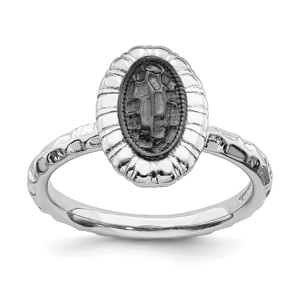 Stackable Expressions Jewelry Sterling Silver Stackable Expressions Ruthenium-plated Oval Ring | QSK1605