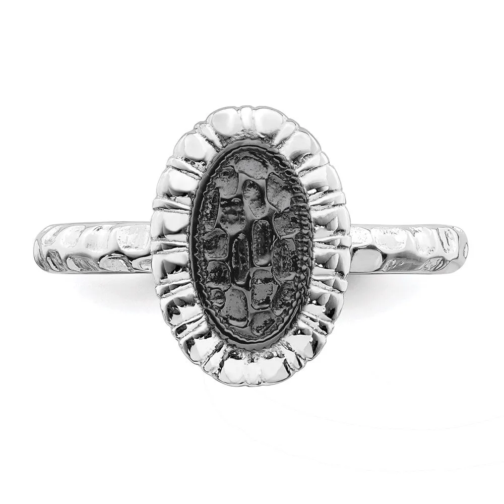Stackable Expressions Jewelry Sterling Silver Stackable Expressions Ruthenium-plated Oval Ring | QSK1605