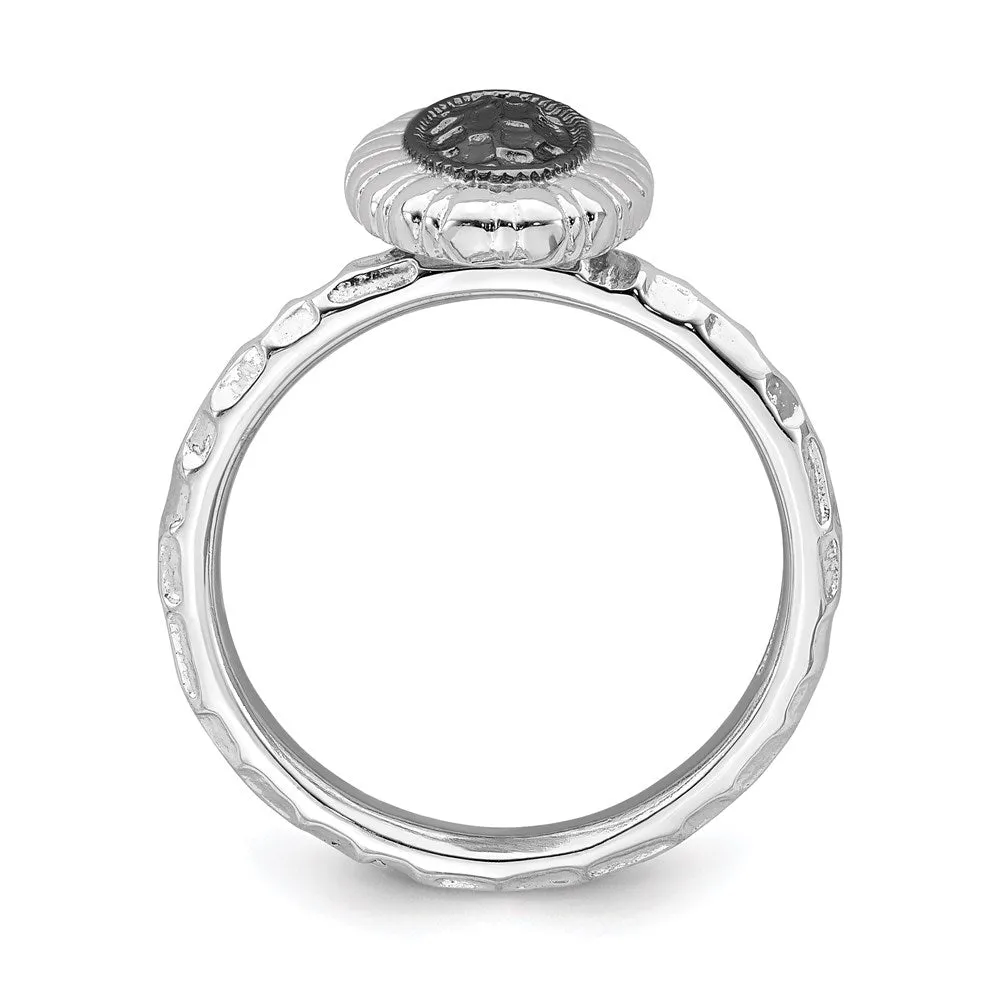 Stackable Expressions Jewelry Sterling Silver Stackable Expressions Ruthenium-plated Oval Ring | QSK1605