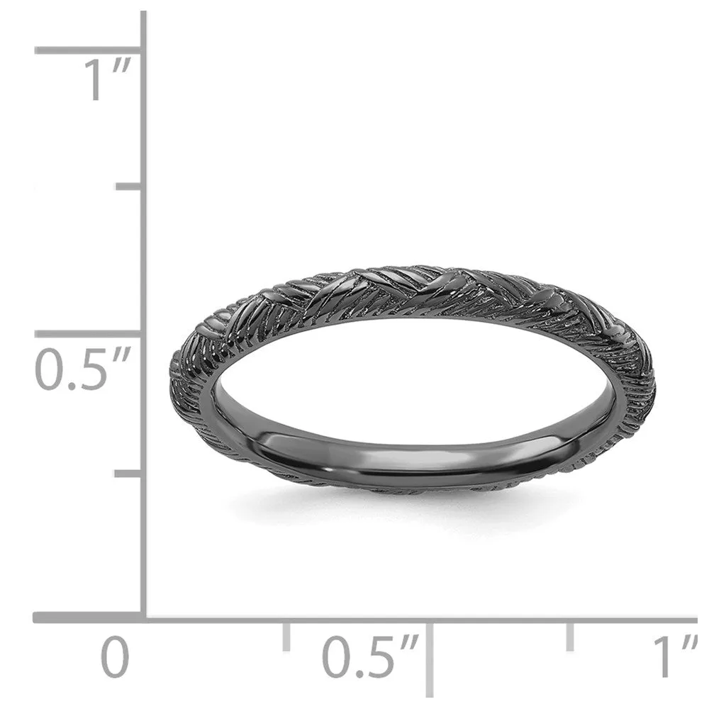 Stackable Expressions Jewelry Sterling Silver Stackable Expressions Ruthenium Polished Ring | QSK2056