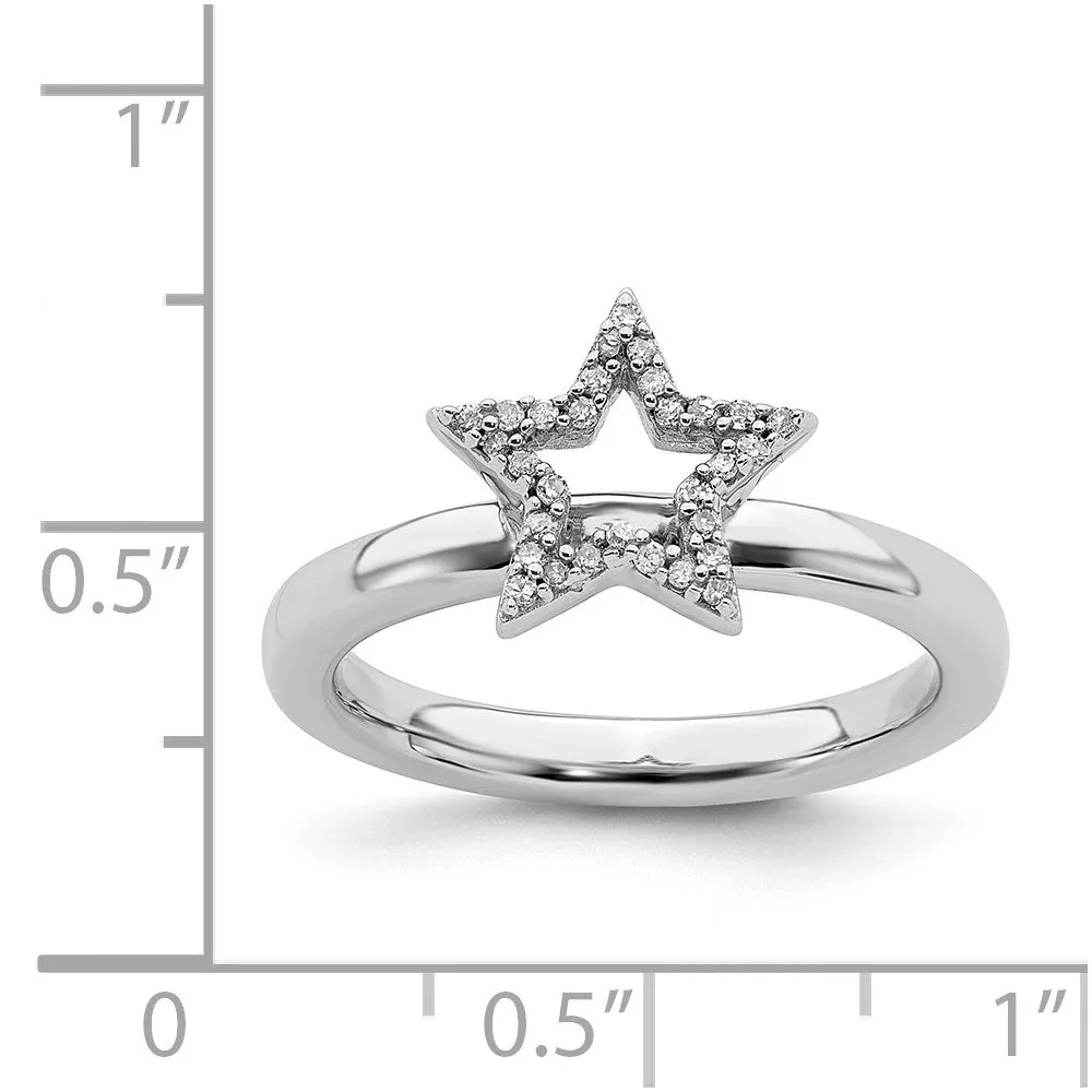 Stackable Expressions Jewelry Sterling Silver Stackable Expressions Star Diamond Ring | QSK337