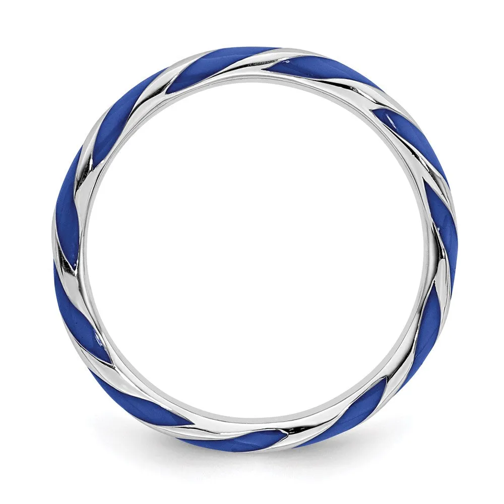Stackable Expressions Jewelry Sterling Silver Stackable Expressions Twisted Blue Enameled Ring | QSK546