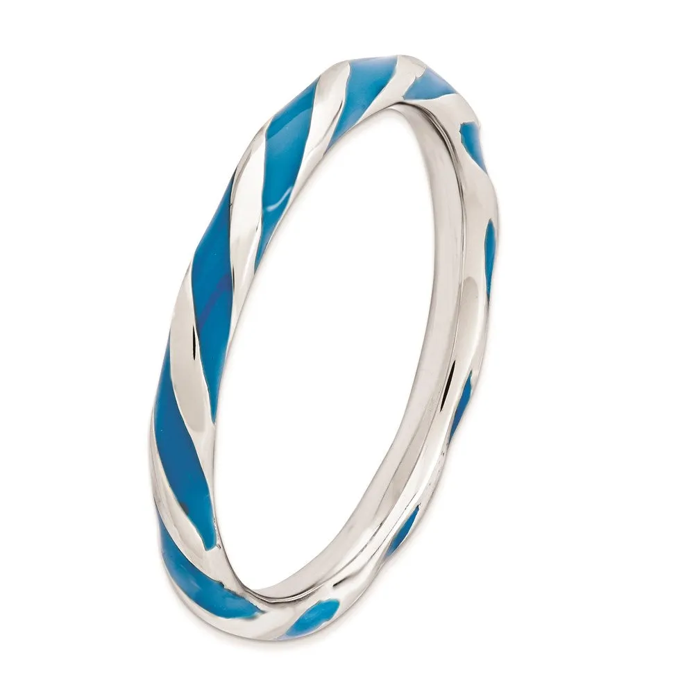 Stackable Expressions Jewelry Sterling Silver Stackable Expressions Twisted Blue Enameled Ring | QSK546