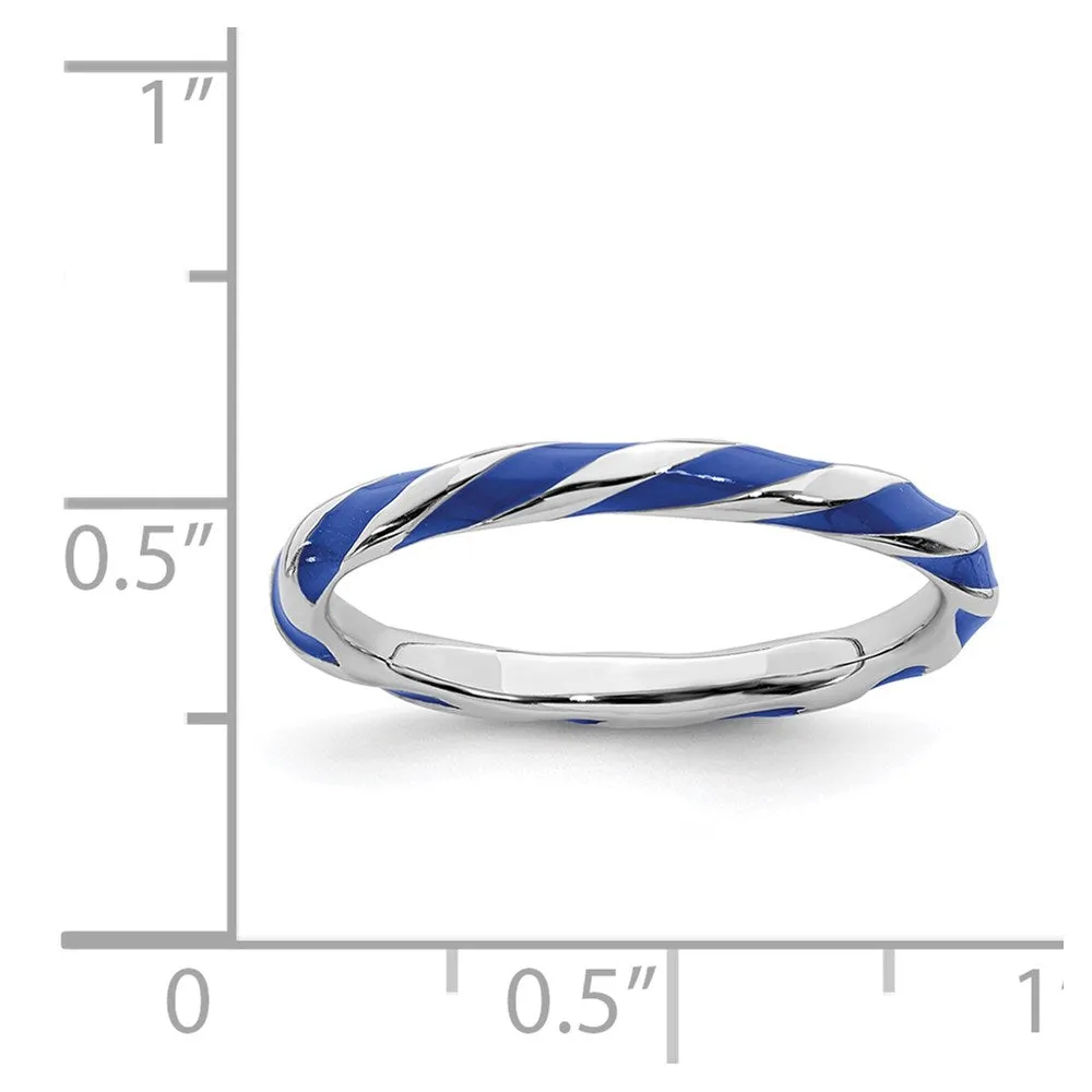 Stackable Expressions Jewelry Sterling Silver Stackable Expressions Twisted Blue Enameled Ring | QSK546