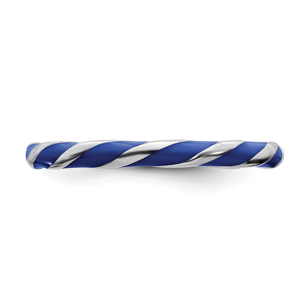 Stackable Expressions Jewelry Sterling Silver Stackable Expressions Twisted Blue Enameled Ring | QSK546
