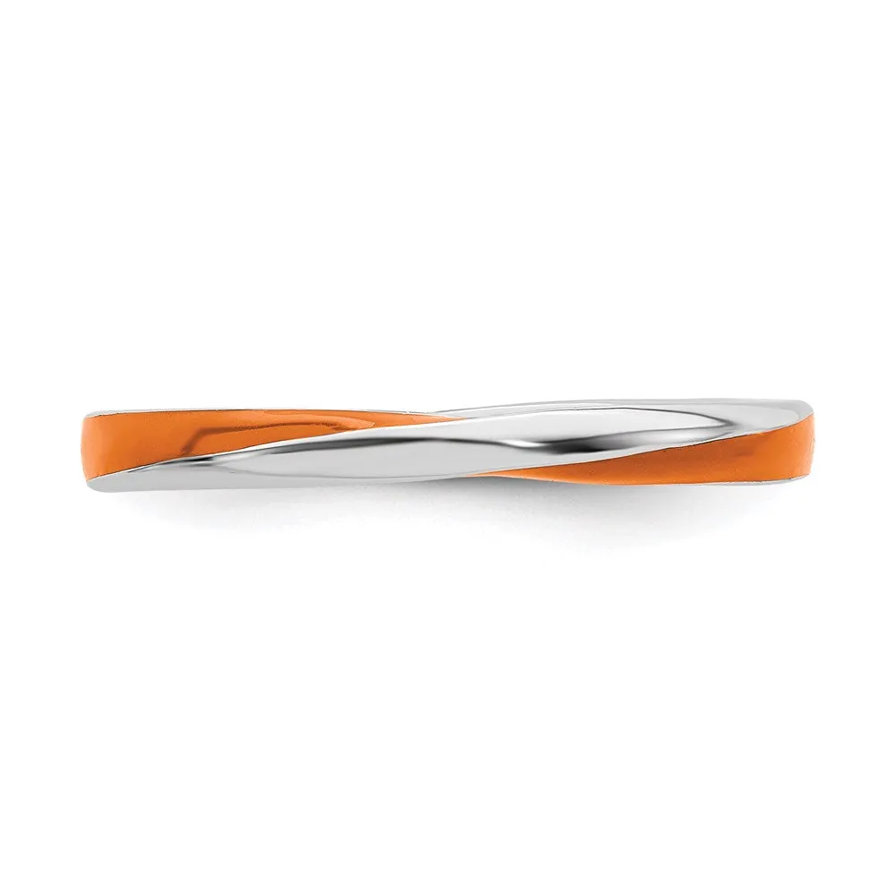 Stackable Expressions Jewelry Sterling Silver Stackable Expressions Twisted Orange Enameled Ring | QSK565