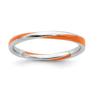 Stackable Expressions Jewelry Sterling Silver Stackable Expressions Twisted Orange Enameled Ring | QSK565