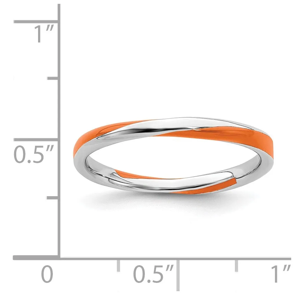 Stackable Expressions Jewelry Sterling Silver Stackable Expressions Twisted Orange Enameled Ring | QSK565
