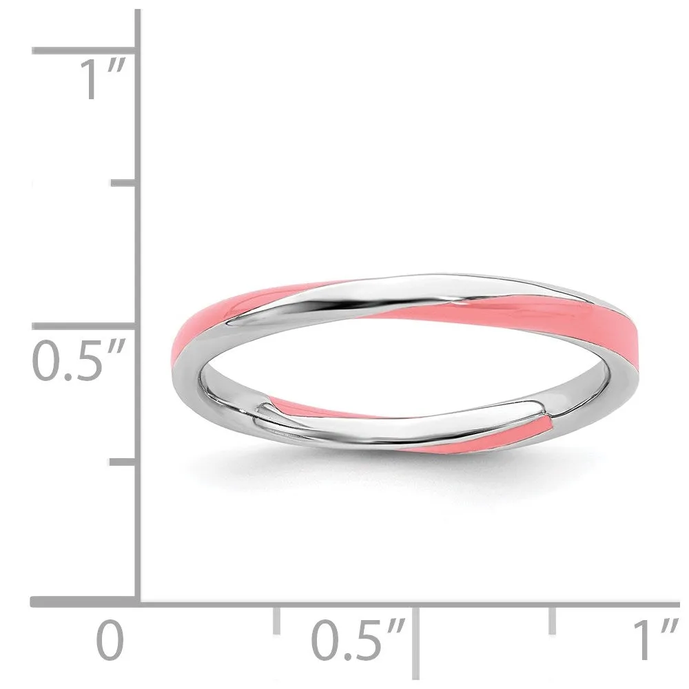 Stackable Expressions Jewelry Sterling Silver Stackable Expressions Twisted Pink Enameled Ring | QSK568