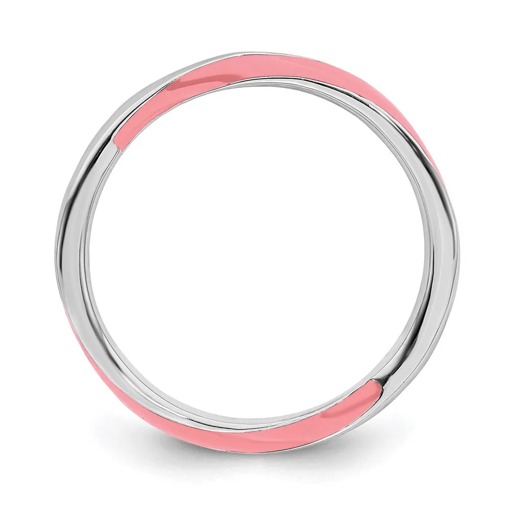 Stackable Expressions Jewelry Sterling Silver Stackable Expressions Twisted Pink Enameled Ring | QSK568