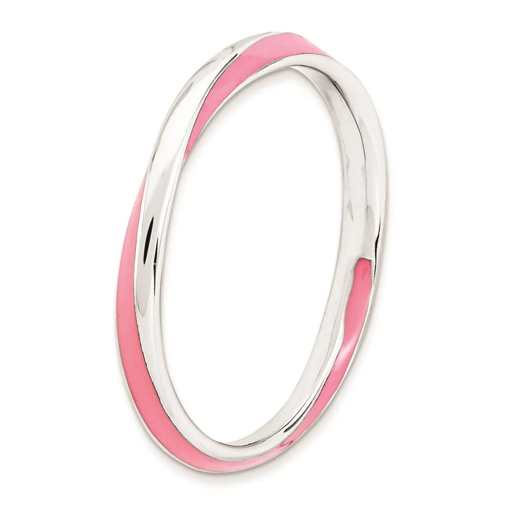Stackable Expressions Jewelry Sterling Silver Stackable Expressions Twisted Pink Enameled Ring | QSK568