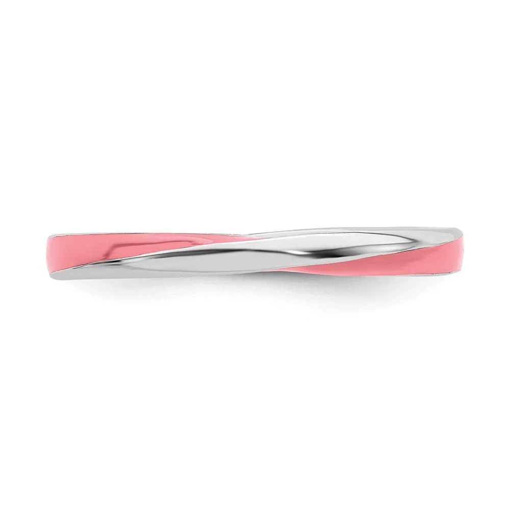 Stackable Expressions Jewelry Sterling Silver Stackable Expressions Twisted Pink Enameled Ring | QSK568
