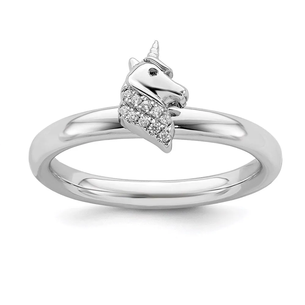 Stackable Expressions Jewelry Sterling Silver Stackable Expressions Unicorn Diamond Ring | QSK2165