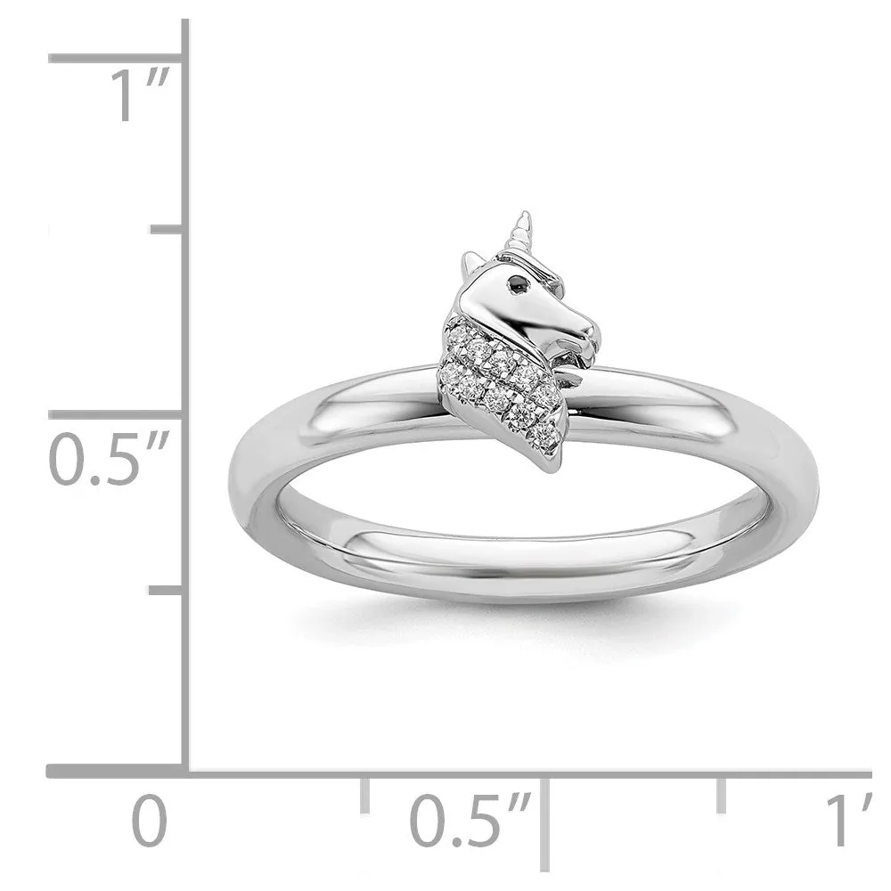 Stackable Expressions Jewelry Sterling Silver Stackable Expressions Unicorn Diamond Ring | QSK2165
