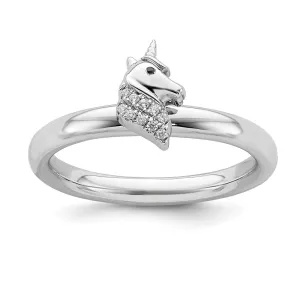 Stackable Expressions Jewelry Sterling Silver Stackable Expressions Unicorn Diamond Ring | QSK2165