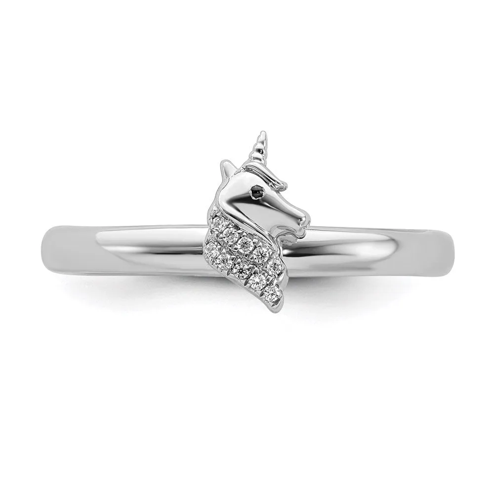 Stackable Expressions Jewelry Sterling Silver Stackable Expressions Unicorn Diamond Ring | QSK2165