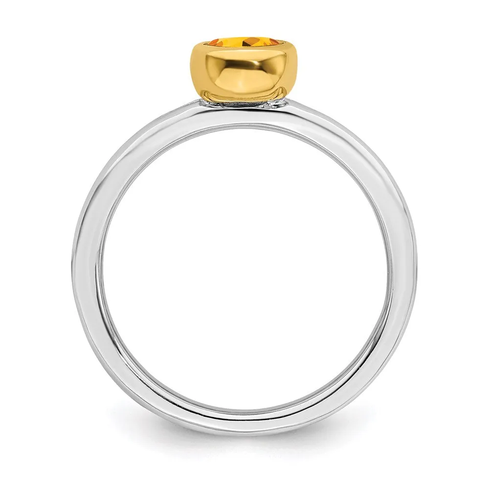 Stackable Expressions Jewelry Sterling Silver Stackable Expressions w/Gold-plate Citrine Ring | QSK1885