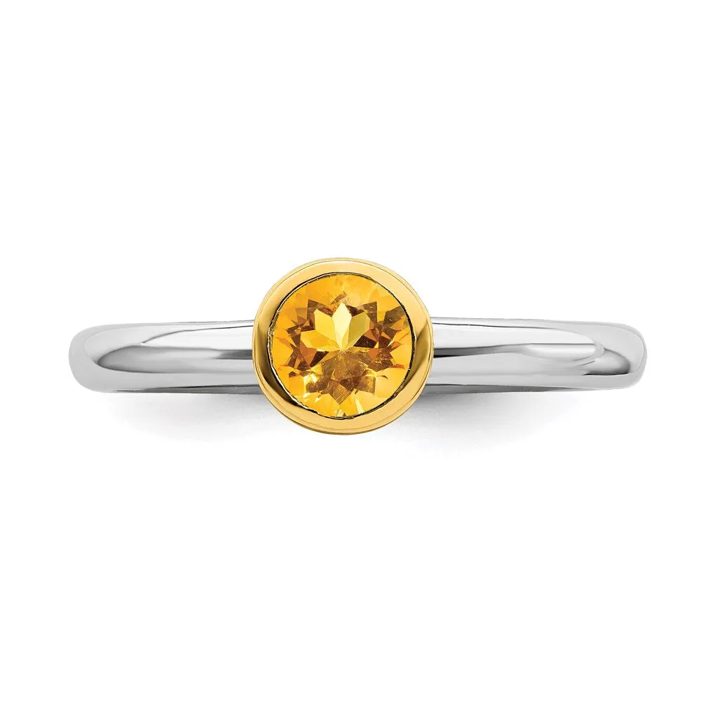Stackable Expressions Jewelry Sterling Silver Stackable Expressions w/Gold-plate Citrine Ring | QSK1885