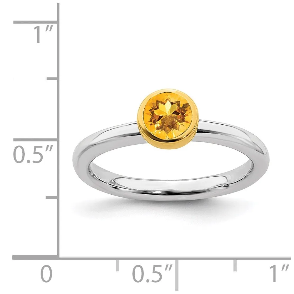 Stackable Expressions Jewelry Sterling Silver Stackable Expressions w/Gold-plate Citrine Ring | QSK1885