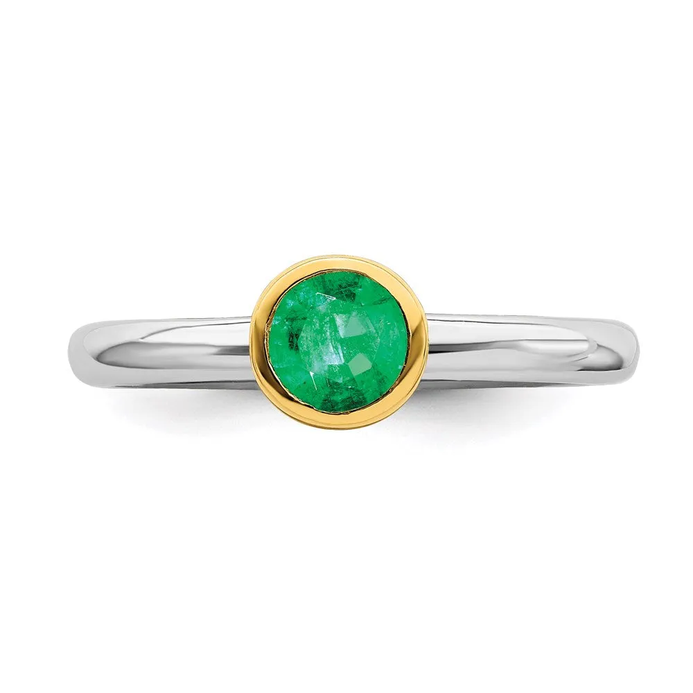 Stackable Expressions Jewelry Sterling Silver Stackable Expressions w/Gold-plate Cr. Emerald Ring | QSK1879