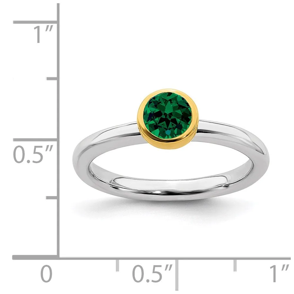 Stackable Expressions Jewelry Sterling Silver Stackable Expressions w/Gold-plate Cr. Emerald Ring | QSK1879